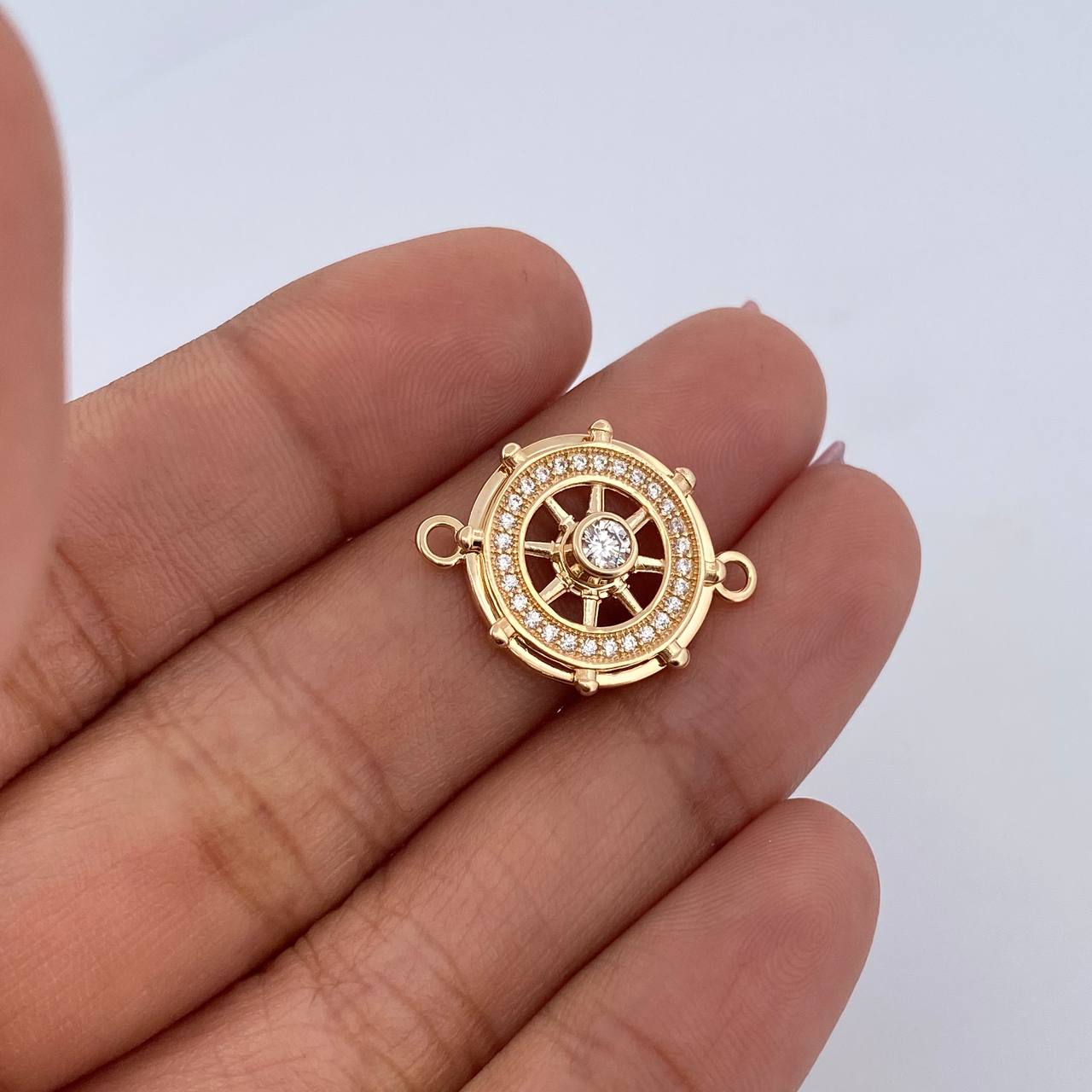 Herraje Timon 2.45gr / 1.5cm / Circones Blancos Oro Amarillo 18K &