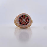 Roulette Ring 10.7gr / T10 1/4 / White Zircons Three 18K Golds &