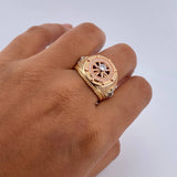 Anillo Timon 11.1gr / T10 1/2 / Circones Blancos Tres Oros 18K &
