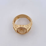 Virgin Guadalupe Ring 11.1gr / Size 11 1/2 / White Zircons 18K Yellow Gold &