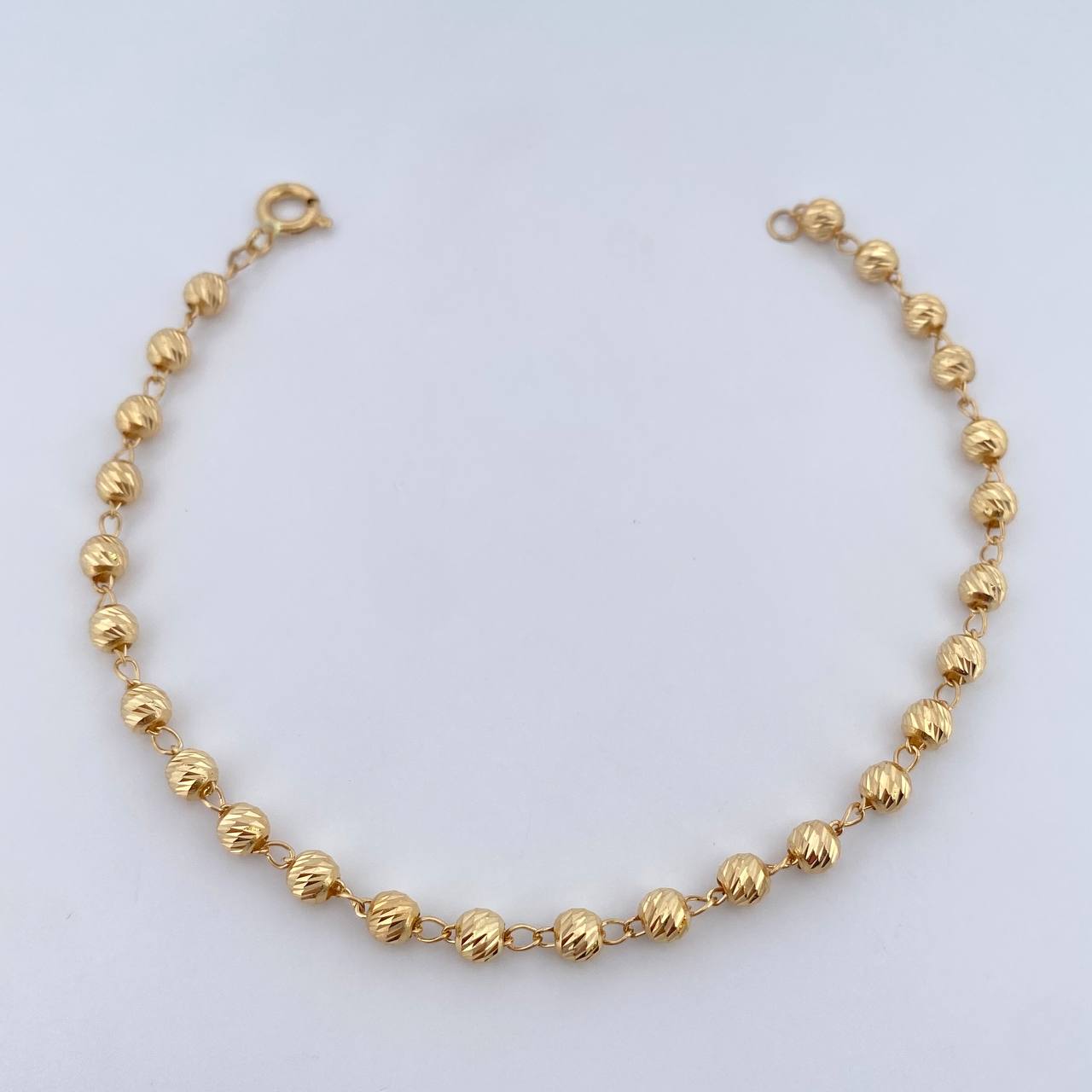 Pulso Tipo Militar 3.2gr / 19.1cm / 4mm Balin Diamantado Oro Amarillo 18K &