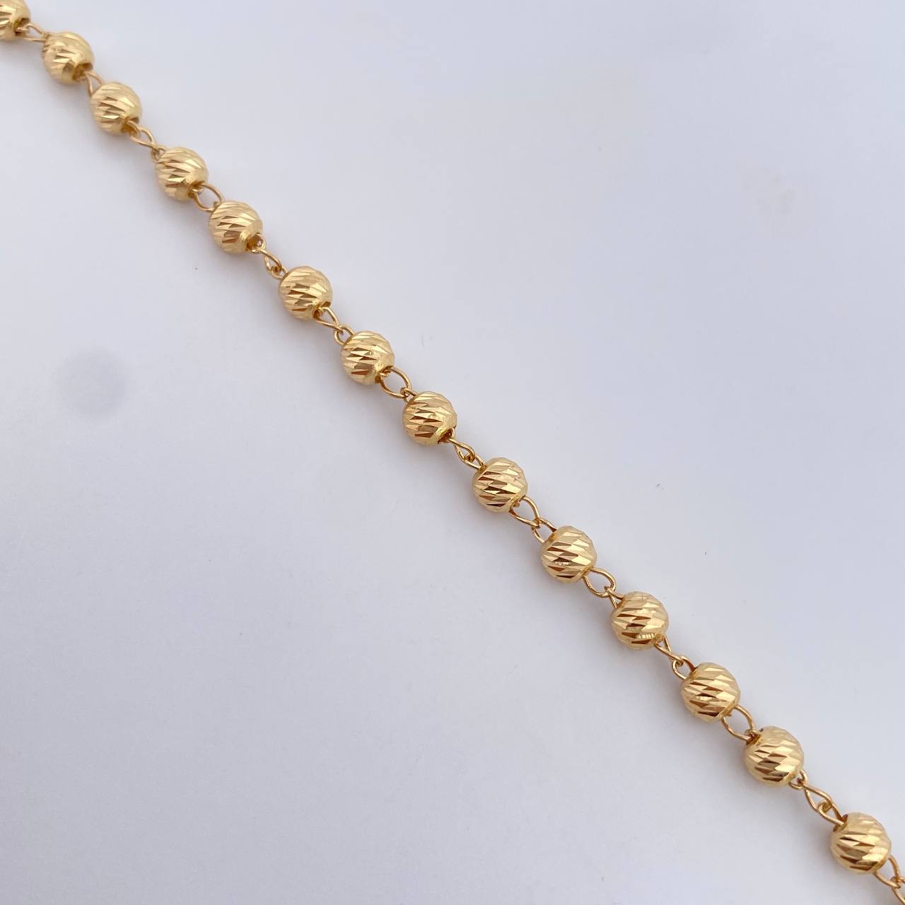 Pulso Tipo Militar 3.2gr / 19.1cm / 4mm Balin Diamantado Oro Amarillo 18K &