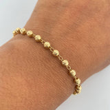 Pulso Tipo Militar 3.2gr / 19.1cm / 4mm Balin Diamantado Oro Amarillo 18K &