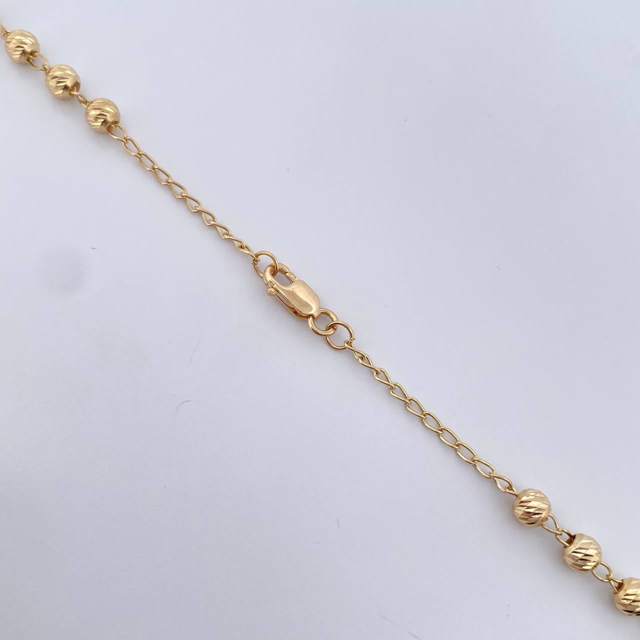 Miraculous Virgin Rosary 10.85gr / 56.4cm / 4mm Ball Diamond Cut 18K Yellow Gold &