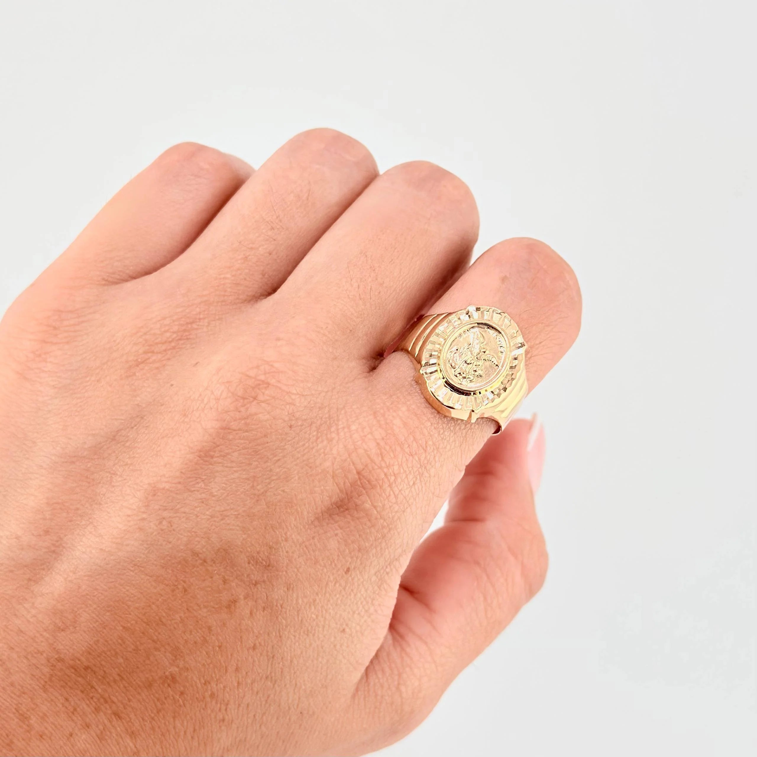Ring Saint Michael Archangel 3.6 g / T11 18K Yellow Gold