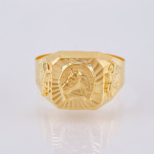 Anillo Herradura Caballo Diamantado 3.4 g / T11 1/4 Oro Amarillo 18K
