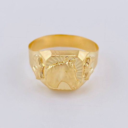 Anillo Sello Caballo Radiante 3.75 g / T12 Oro Amarillo 18K