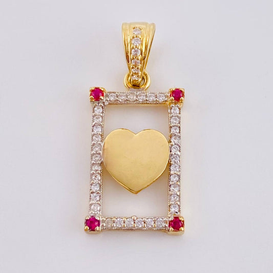Dije Corazón Enmarcado 2 g / 1 in Oro Amarillo 18K