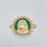 Charm Face Jesus Aureola 6.55gr / 2.3cm / White Green Zircons Two Yellows Yellow White 18K &