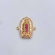Charm Virgin Guadalupe 4.75gr / 2.6cm / Green Fuchsia White Zircons 18K Yellow Gold &