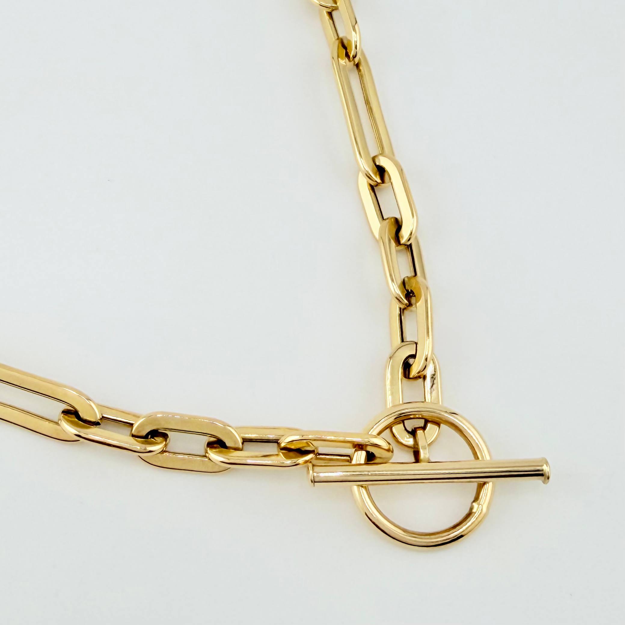 Cadena Paper Clip 12.2gr / 17 3/4 in / 6.5mm Oro Amarillo +4 18K ©