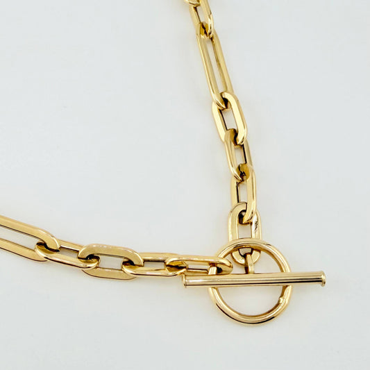 Cadena Paper Clip 12.2gr / 17 3/4 in / 6.5mm Oro Amarillo +4 18K ©