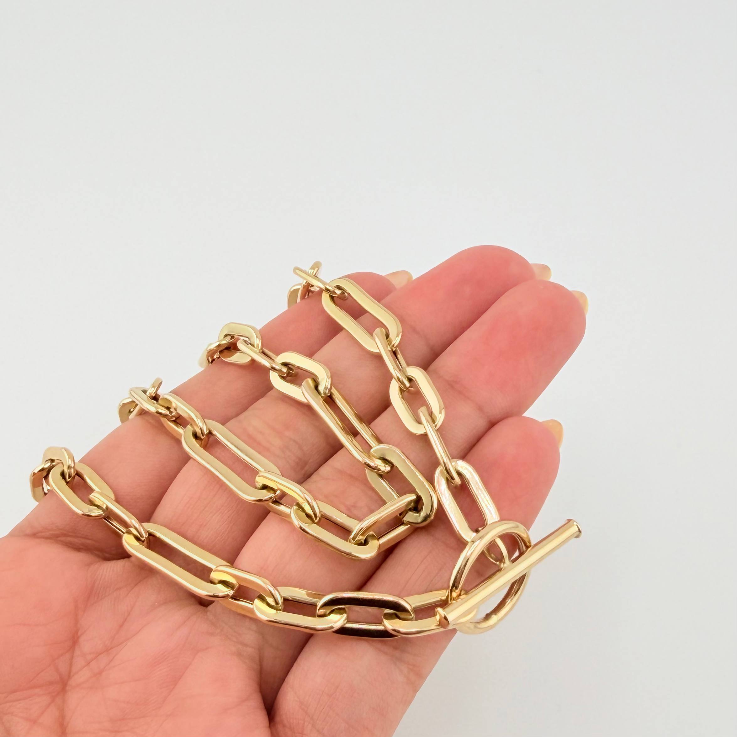 Cadena Paper Clip 12.2gr / 17 3/4 in / 6.5mm Oro Amarillo +4 18K ©