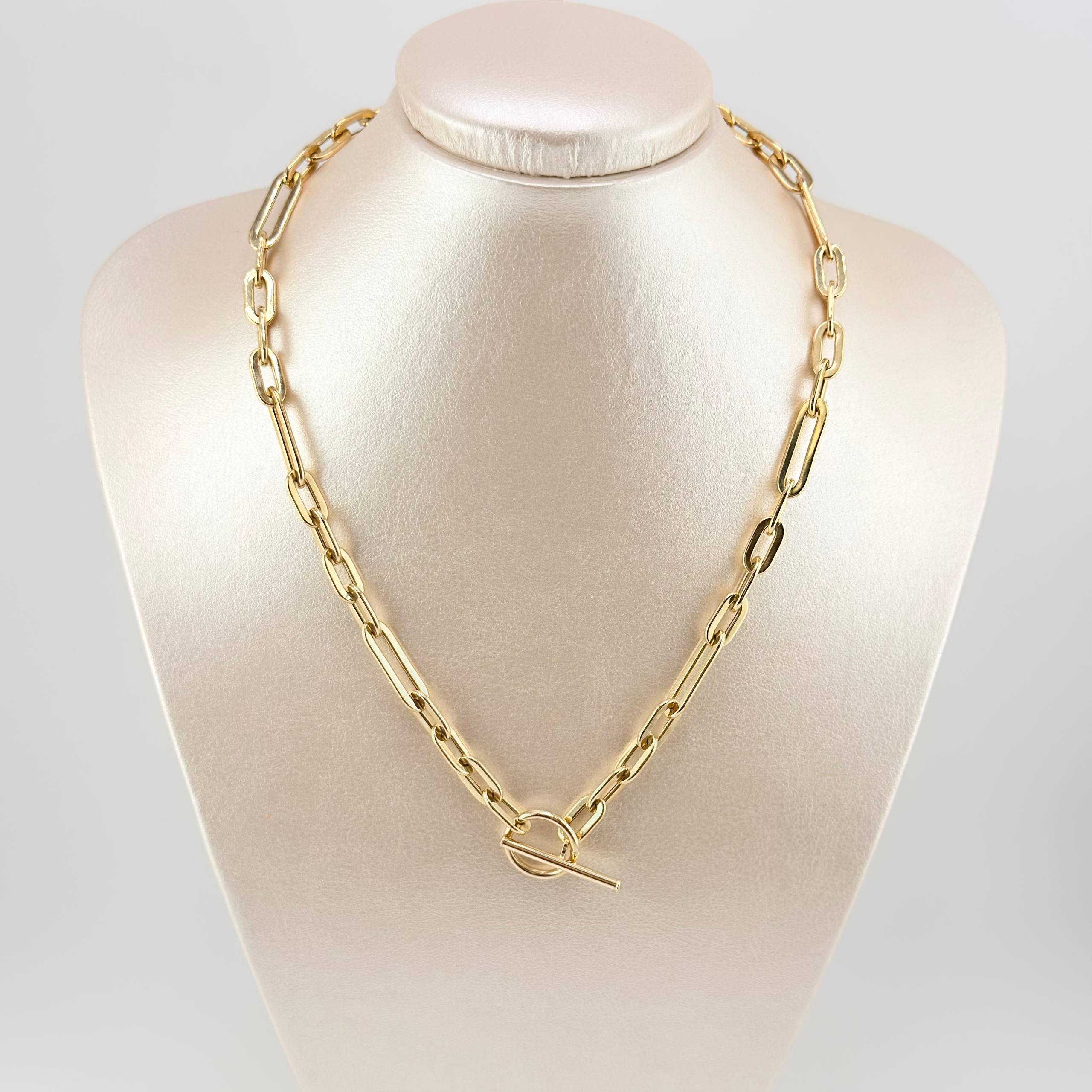 Cadena Paper Clip 12.2gr / 17 3/4 in / 6.5mm Oro Amarillo +4 18K ©