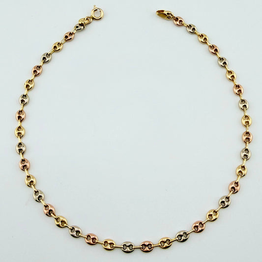 Tobillera GC 2.75gr / 9 3/4 in / 3.7mm Tres Oros 18K