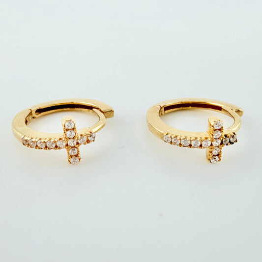 Candongas Cruz 1.95gr / 1/2 in / Oro Amarillo 18K