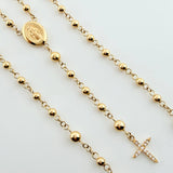 Rosario Virgen Milagrosa Cruz Tupida 5.65gr / 19 3/4 in / 3mm 4mm Oro Amarillo 18K