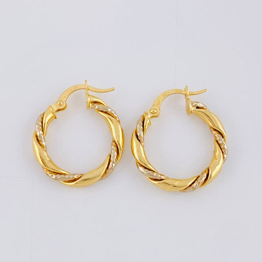 Candongas Lux 2.1 g / 3/4 in Dos Oros Amarillo Blanco 18K