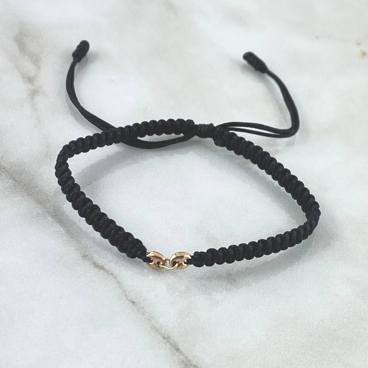 Black Patch Bracelet GC 0.4gr / Smooth Two-tone Yellow and Rose Gold 18K ©