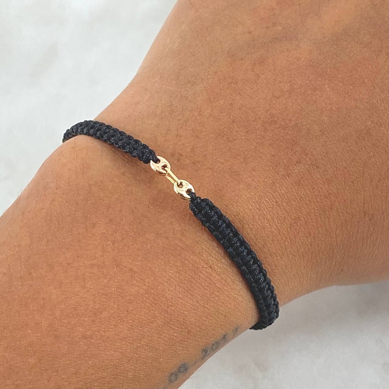 Black Patch Bracelet GC 0.4gr / Smooth Two-tone Yellow and Rose Gold 18K ©