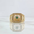Mosaic Net Ring 8.4gr / T9 3/4 / White Zircons and 18K Yellow Gold Green