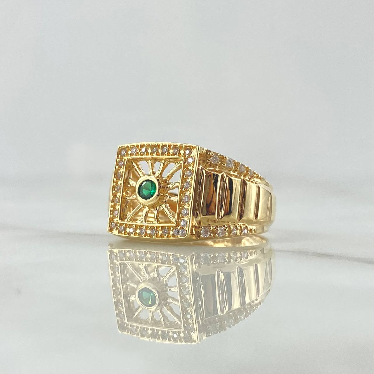 Mosaic Net Ring 8.4gr / T9 3/4 / White Zircons and 18K Yellow Gold Green