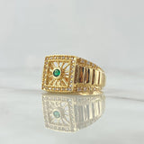 Mosaic Net Ring 8.4gr / T9 3/4 / White Zircons and 18K Yellow Gold Green