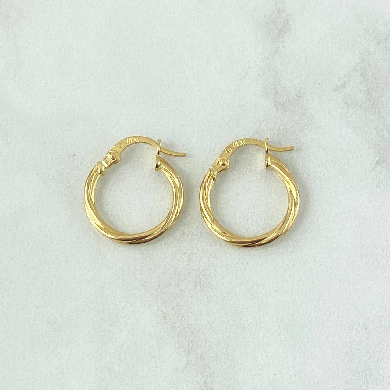Hoop Earrings Mary 1.1gr / 1.8cm / Twisted 18K Yellow Gold