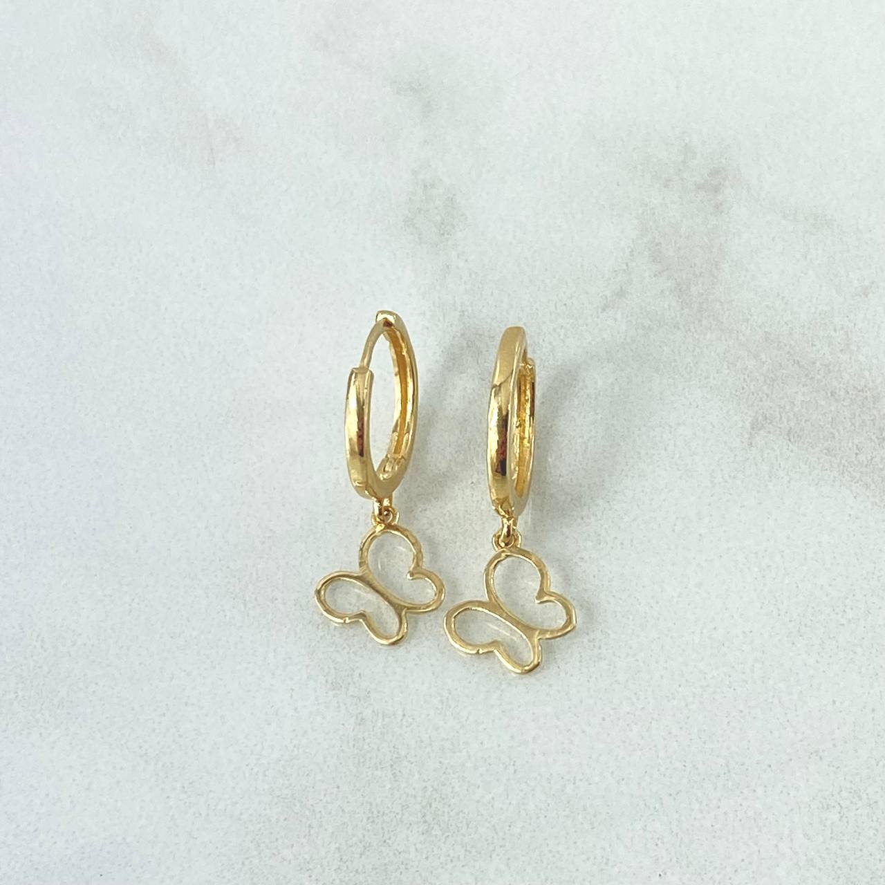 Hoop Earrings Butterfly Silhouette 1.7gr / 2.4cm / 18K Yellow Gold *