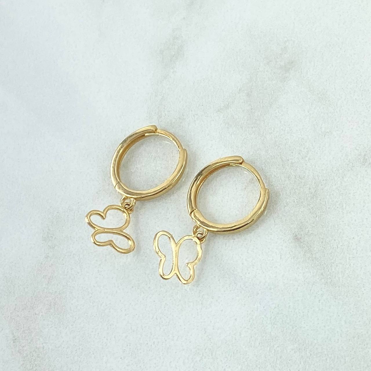 Hoop Earrings Butterfly Silhouette 1.7gr / 2.4cm / 18K Yellow Gold *
