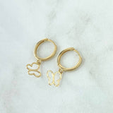 Hoop Earrings Butterfly Silhouette 1.7gr / 2.4cm / 18K Yellow Gold *
