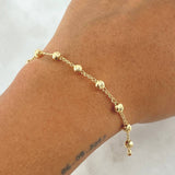 Pulso Espiga 2.75gr / 18cm / 4mm Bolas Diamantadas Oro Amarillo 18K