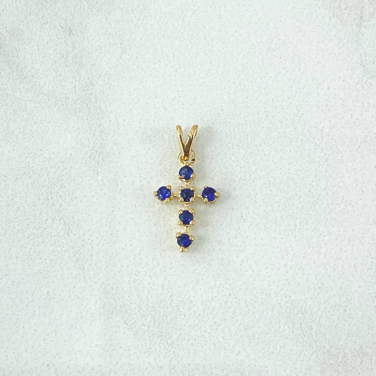 Dije Cruz 0.45gr / 1.5cm / Zafiro 20 Pts Oro Amarillo 18K (Joya) *