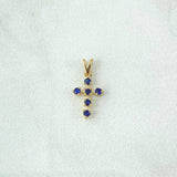 Dije Cruz 0.45gr / 1.5cm / Zafiro 20 Pts Oro Amarillo 18K (Joya) *