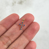 Dije Cruz 0.45gr / 1.5cm / Zafiro 20 Pts Oro Amarillo 18K (Joya) *