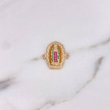 Herraje Virgen Gualdalupe 3.5gr / 2.1cm / Circones Fucsias Verdes Blancos Oro Amarillo 18K &