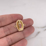 Herraje Virgen Gualdalupe 3.5gr / 2.1cm / Circones Fucsias Verdes Blancos Oro Amarillo 18K &