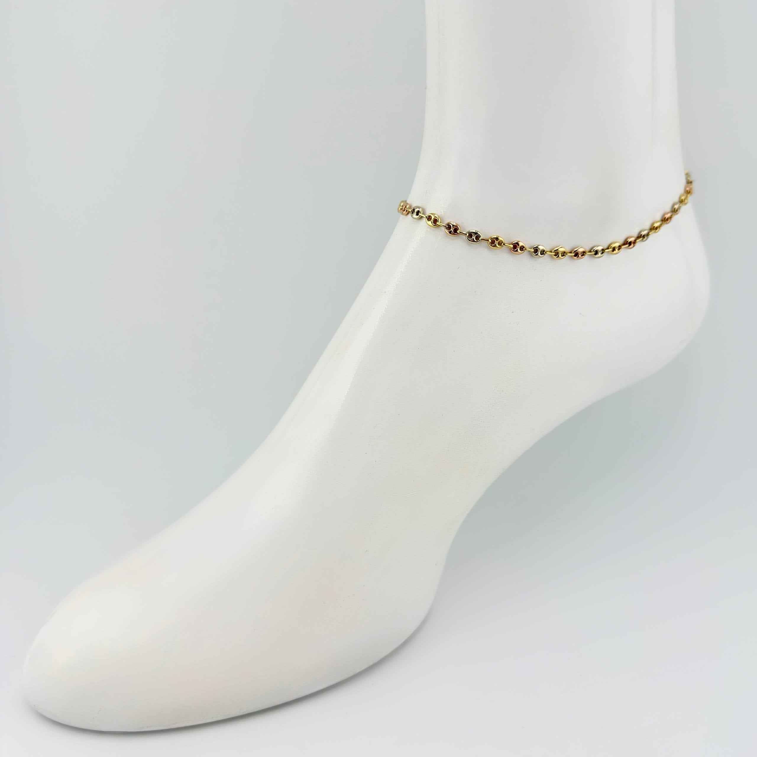 Tobillera GC 2.75gr / 9 3/4 in / 3.7mm Tres Oros 18K