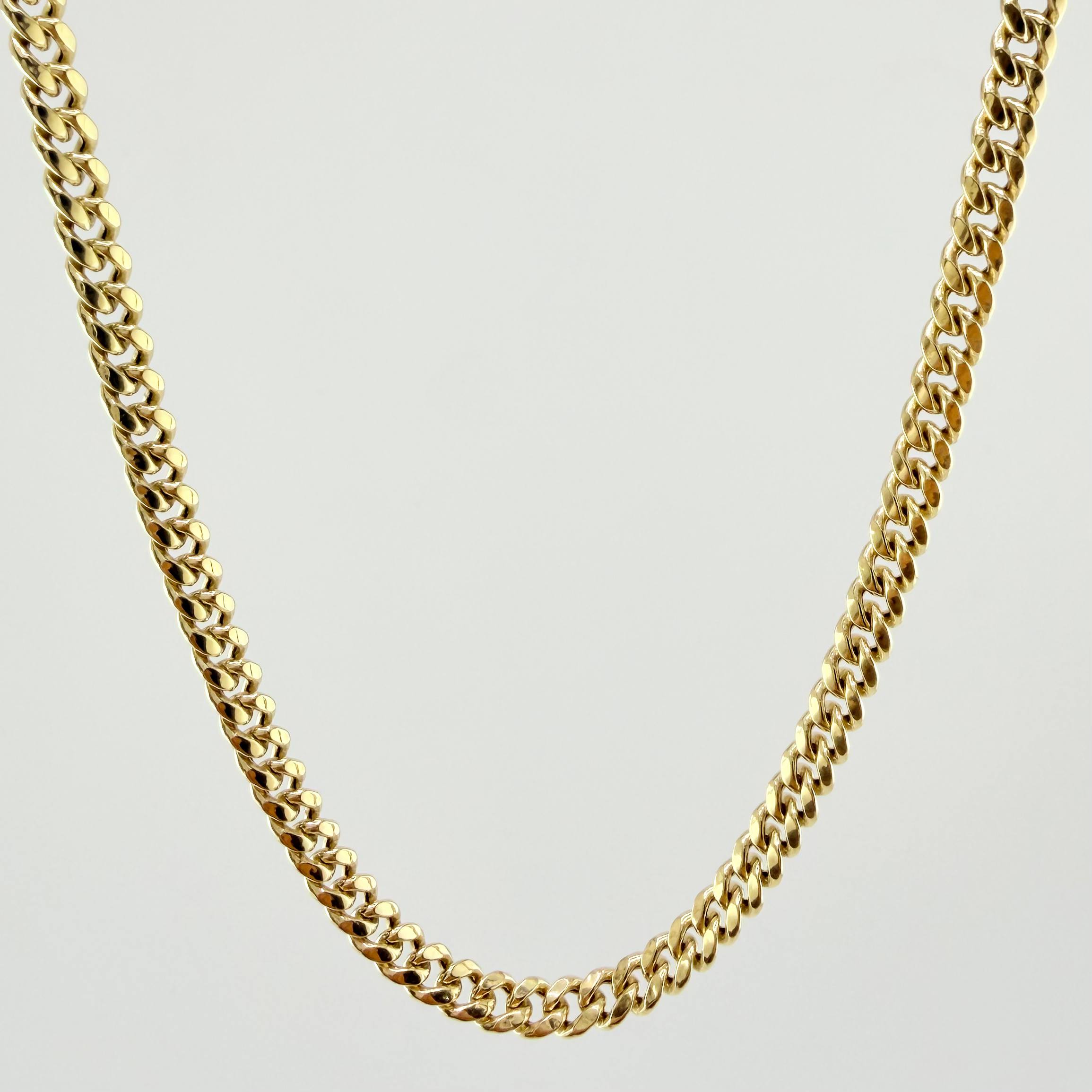 Cadena Cubana 10.75gr / 25 1/2 in / 4.6mm Oro Amarillo 14K Italy ©