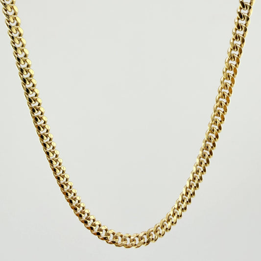 Cadena Cubana 9.75gr / 23 1/2 in / 4.6mm Oro Amarillo 14K Italy ©