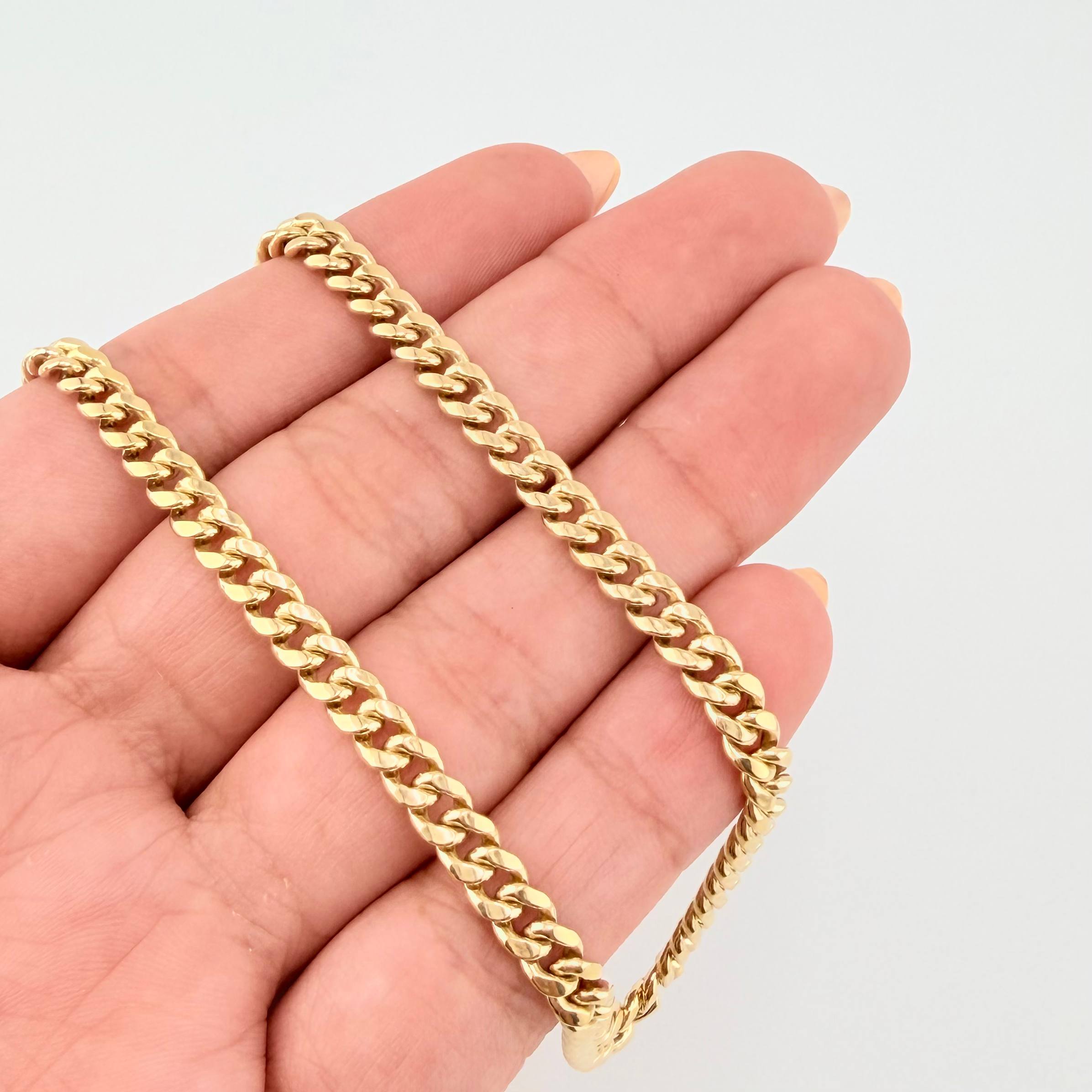 Cadena Cubana 9.75gr / 23 1/2 in / 4.6mm Oro Amarillo 14K Italy ©