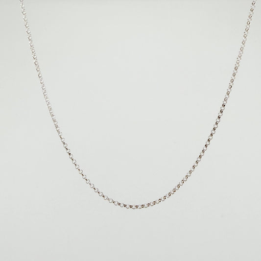 Cadena Roll On 1.35gr / 15 3/4 in / 1.3mm Oro Blanco +3 18K ©