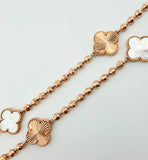 Cadena Militar Trebol blanco Diamantado 27gr / 19 3/4 in / 14.9mm Oro Rosa Nac.Esp. 18K ©