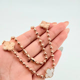 Cadena Militar Trebol blanco Diamantado 27gr / 19 3/4 in / 14.9mm Oro Rosa Nac.Esp. 18K ©