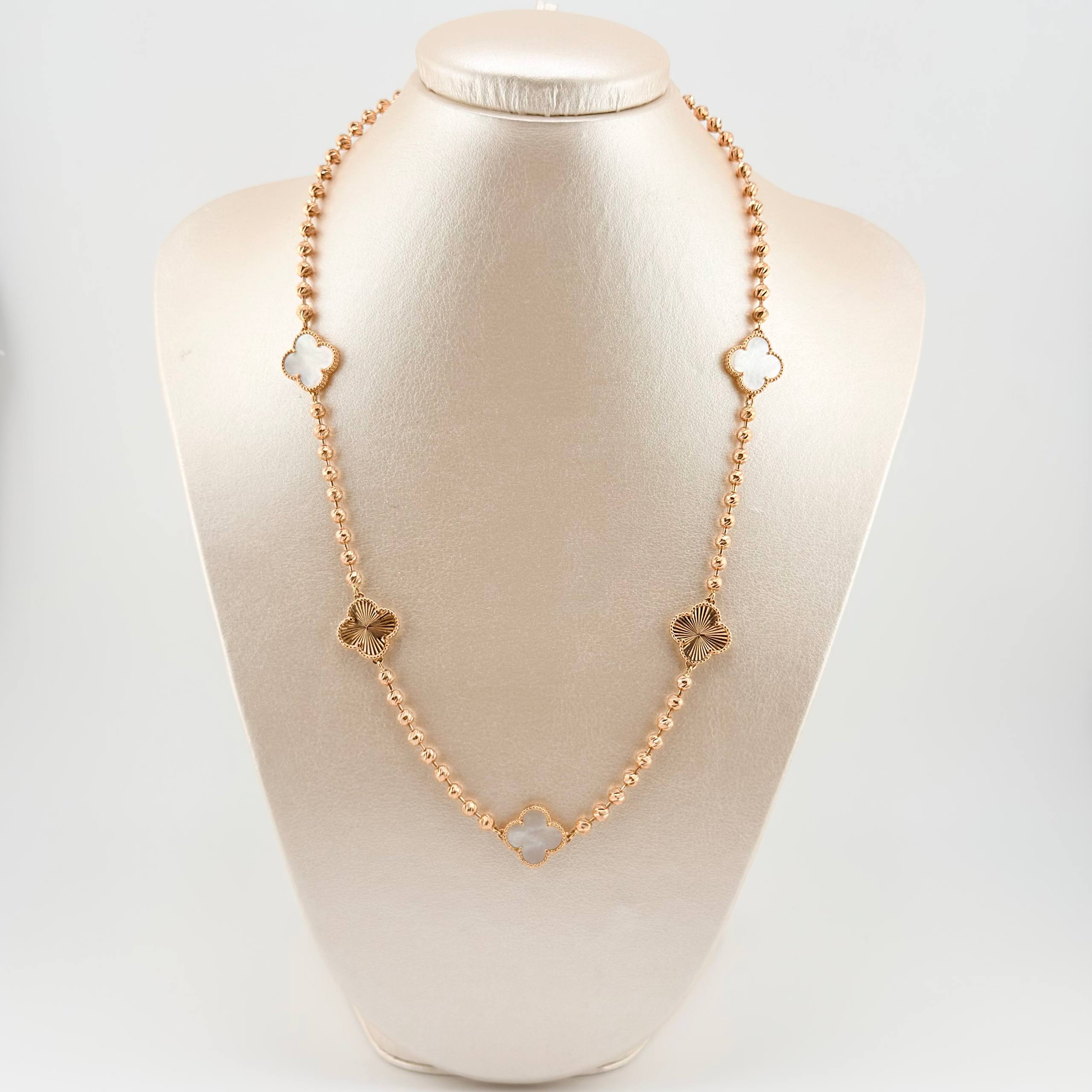 Cadena Militar Trebol blanco Diamantado 27gr / 19 3/4 in / 14.9mm Oro Rosa Nac.Esp. 18K ©