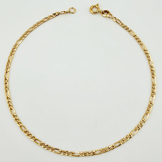 Tobillera Figaro 1.75gr / 9 3/4 in / 2.4mm Oro Amarillo +1 18K