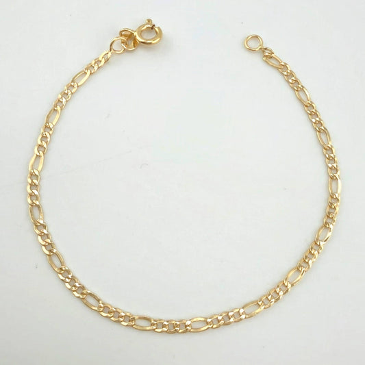 Pulso Figaro 1.4gr / 7 1/2 in / 2.4mm Oro Amarillo +1 18K *