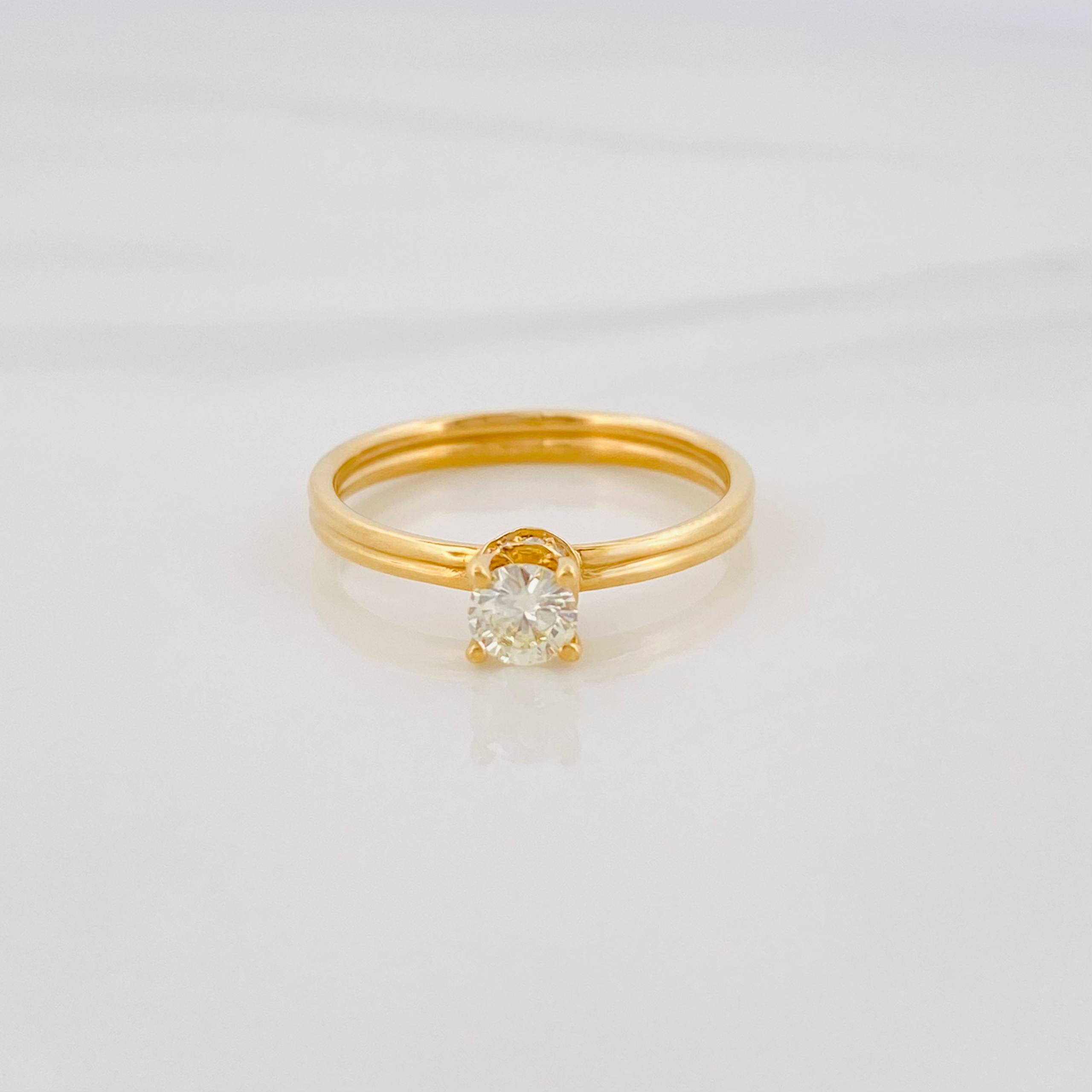 Anillo Solitario Diamantes 35 Pts 2.45 g / T7 1/4 Oro Amarillo 18K
