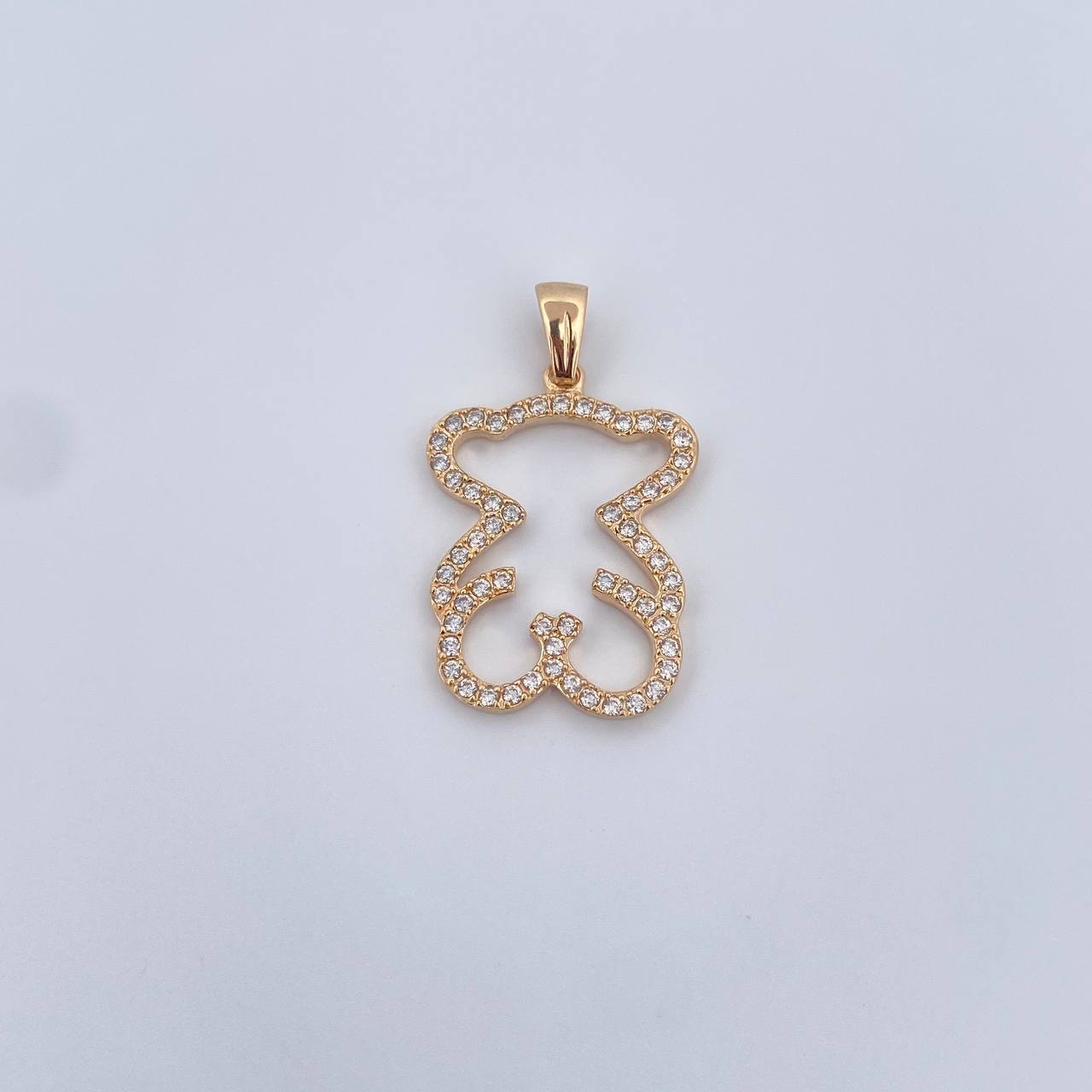 Pendant Bear Silhouette Ts 3.05gr / 3cm / White Zircons 18K Yellow Gold &
