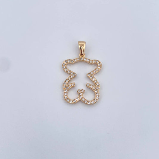 Pendant Bear Silhouette Ts 3.05gr / 3cm / White Zircons 18K Yellow Gold &